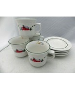 Pfaltzgraff Snow Village pattern - set/lot of 4 Coffee Cup &amp; Saucer piec... - $7.91