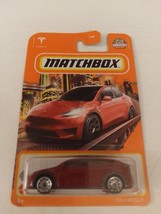 Matchbox 2022 #018 Burgundy Tesla Model Y MBX Metro Series Mint On Card - $19.99