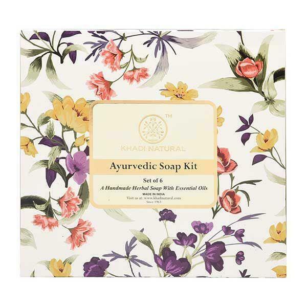 6 Khadi Natural Ayurvedic Soaps Kit Aloevera Rose Chandan Haldi