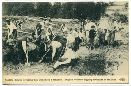 Belgian Soldiers Digging Trenches Malines Mechelen WWI Belgium postcard - £5.10 GBP