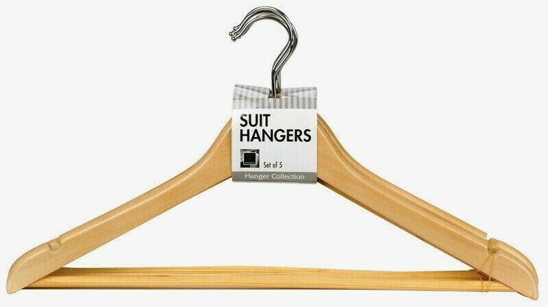 Whitmor Wooden SUIT HANGERS Set of 5 Smooth Snag Free Finish Space-Save 6026-340