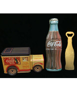 Coca Cola Metal Tin Container Delivery Car Coke Bottle Shape Bottle Open... - $15.98
