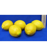 5 Lemons Faux Fruit Artificial Yellow Plastic Coated Styrofoam - $15.04