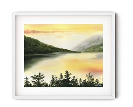 Watercolor Lake Painting - Lake Painting - Watercolor Print - Nature Print - $22.00+