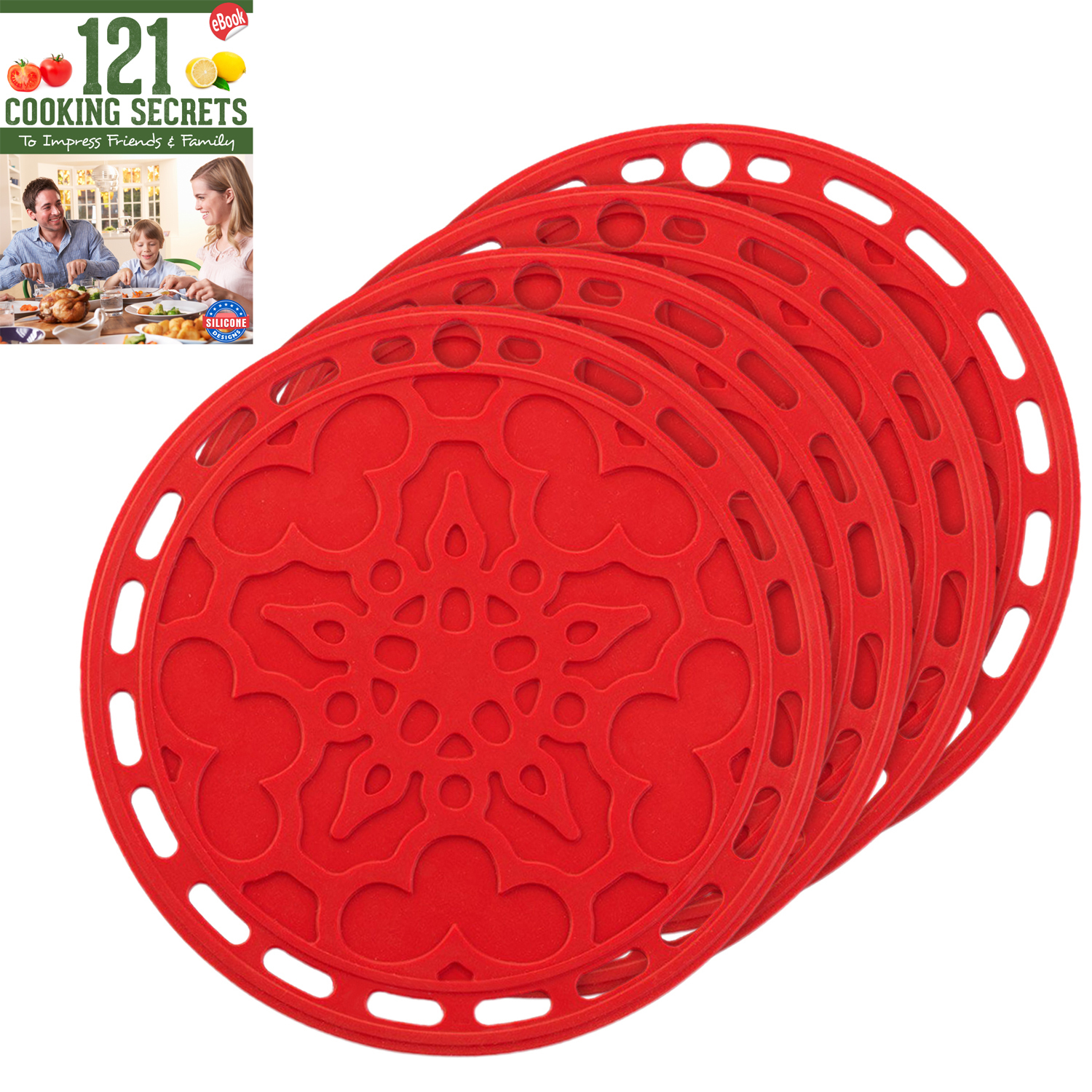 Silicone Hot Pads & Trivets (Set of 4) Decorative, Multipurpose