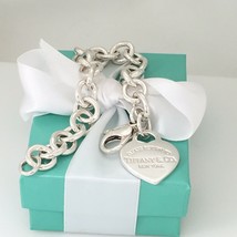 6.5" Small Please Return to Tiffany & Co Silver Heart Tag Charm Bracelet - $325.00