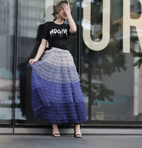 Pink Blush Nude Tiered Tulle Skirt Women High Waist Tiered Tulle Skirt Plus Size image 8
