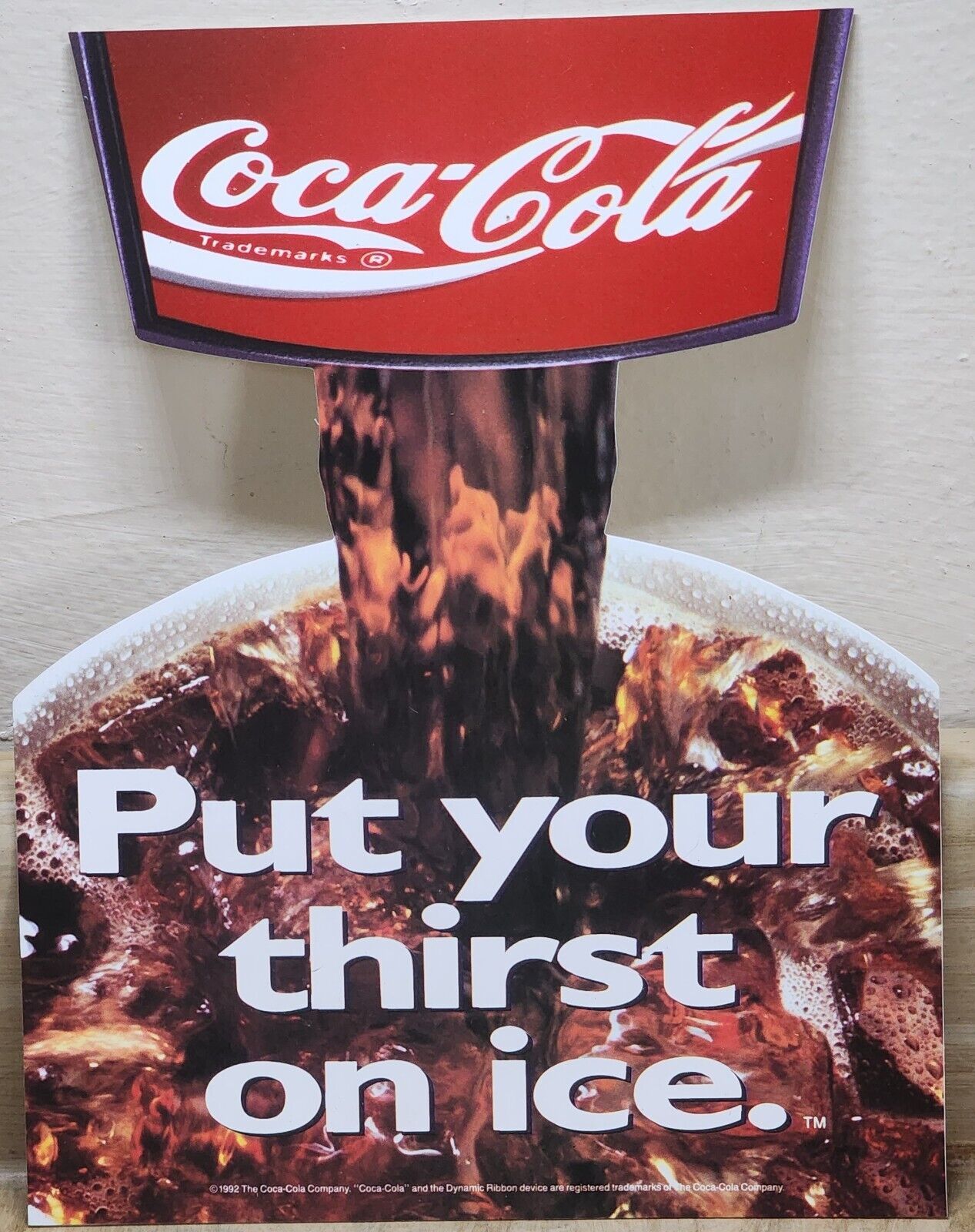 Vintage 1993 Put Your Thirst On Ice Double Sided Window Sticker Coca Cola NOS - $7.59