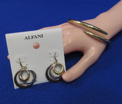 Alfani Tri-Tone Dangle Earrings French Hook & Goldtone Bangle Bracelet Jewelry - $12.22