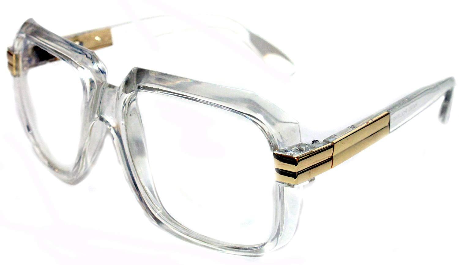 MENS Hip Hop 80s Gazelle Vintage Clear Gold Frame Clear Lens Eye