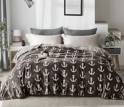 Coffee Anchor - Queen Flannel Fleece Blanket Soft Lightweight Bed Sofa B... - $59.98