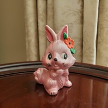 Rabbit Figurines, set of 2, Vintage Kitsch Bunnies, Anthropomorphic Pink Bunny image 5