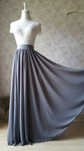 High Waist Chiffon Maxi Skirt Gray Plus Size Bridesmaid Chiffon Skirt Wedding image 3