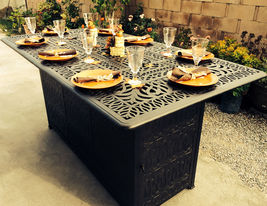 Outdoor Propane Fire Pit bar height double burner table Elisabeth aluminum patio image 3