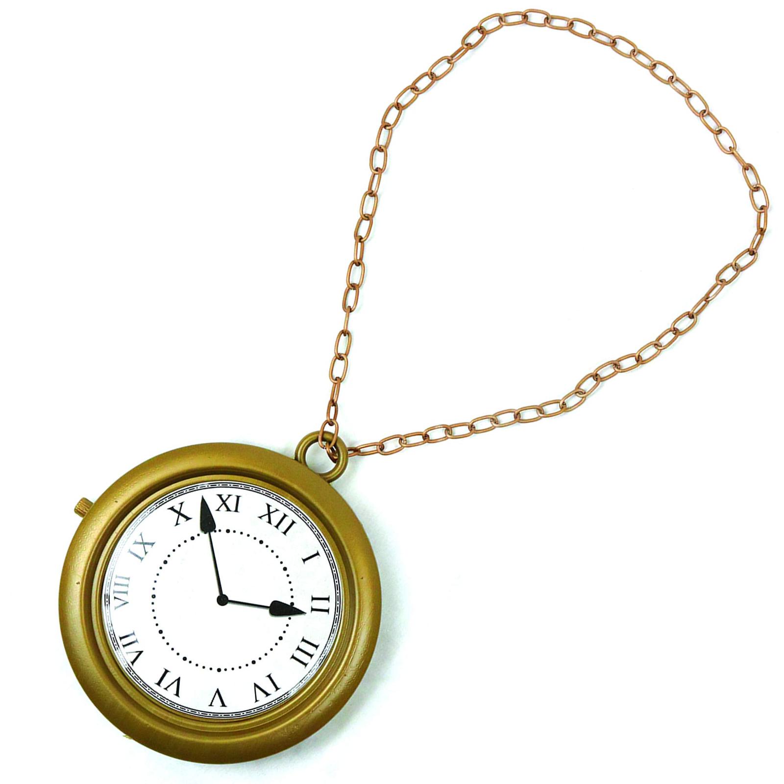 Skeleteen Jumbo Gold Clock Necklace White Rabbit Clock, Hip Hop