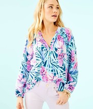 NEW AUTH LILLY PULITZER ELSA SILK TOP Multi Totally Blossom