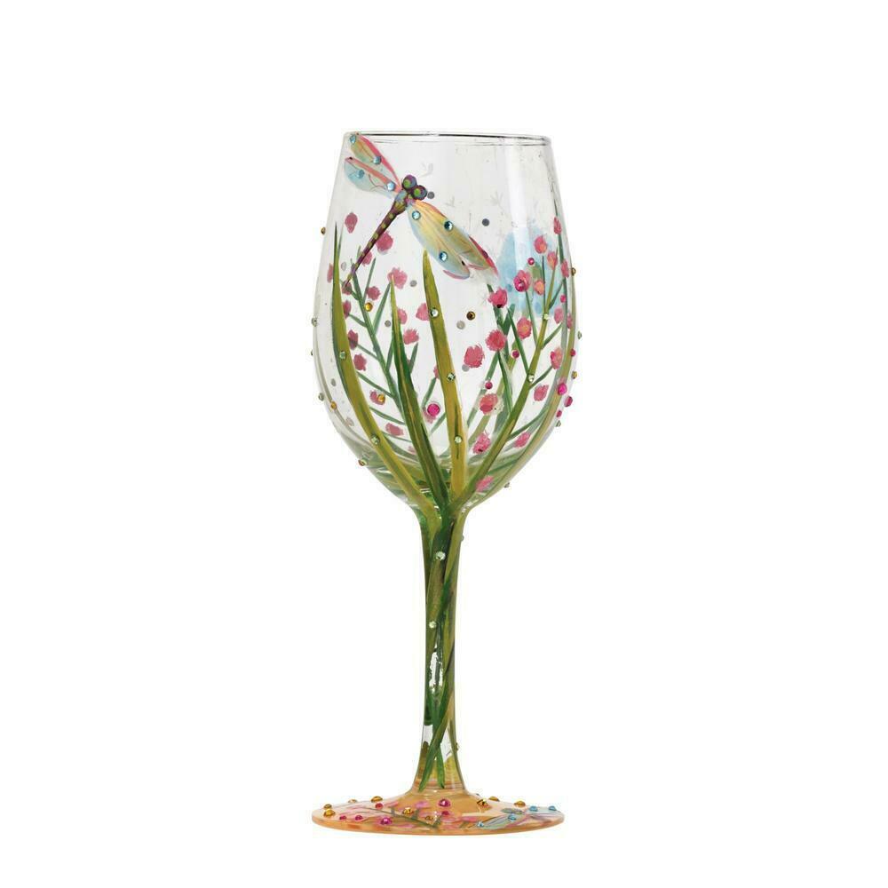 Lolita Dragonfly Designs by Lolita Wine Glass 15 oz 9 Gift Boxed Hand Painted