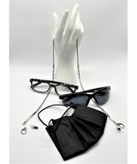 Glasses Chain - Face Mask Holder, Silver Metal Bow Beads, Vintage Necklace - $25.00