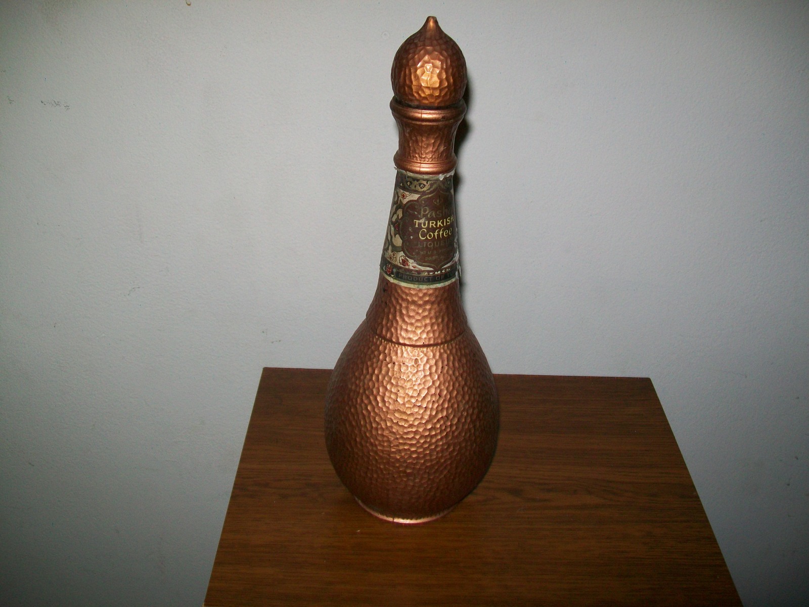 TURKISH COFFEE LIQUEUR DECANTER , BY ANDROS DISTILLERY, 12" TALL