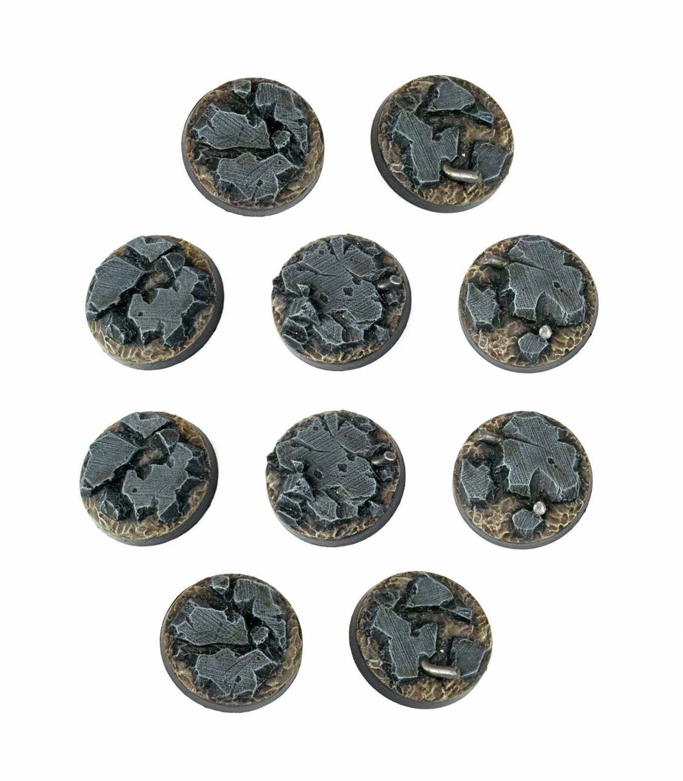 WWG War-Torn City Rubble Round Bases x 10 (25mm) - 28mm Wargaming Terrain