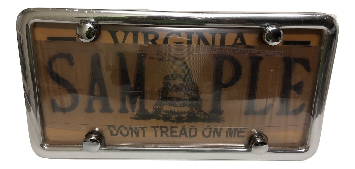 Tinted Automobile License Plate Privacy Cover and Chrome Frame Combo w