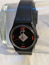 1984 Swatch Wrist Watch Mah-Jong Black 25mm LA101 New Battery WORKING - $32.71