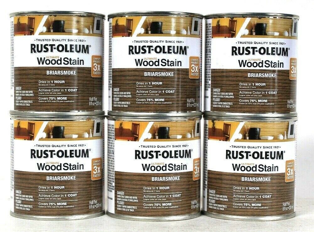 6 Cans RustOleum 8 Oz Ultimate Wood Stain 330115 Briarsmoke 1 Hour Dry