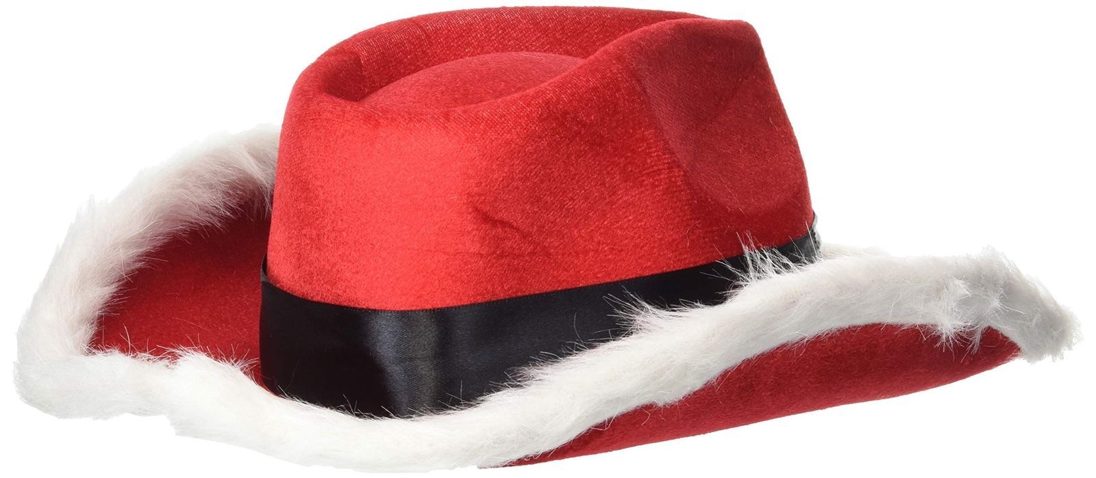 Christmas Santa Cowboy Hat Red Wide Brim Cap Holiday Party Festive ...