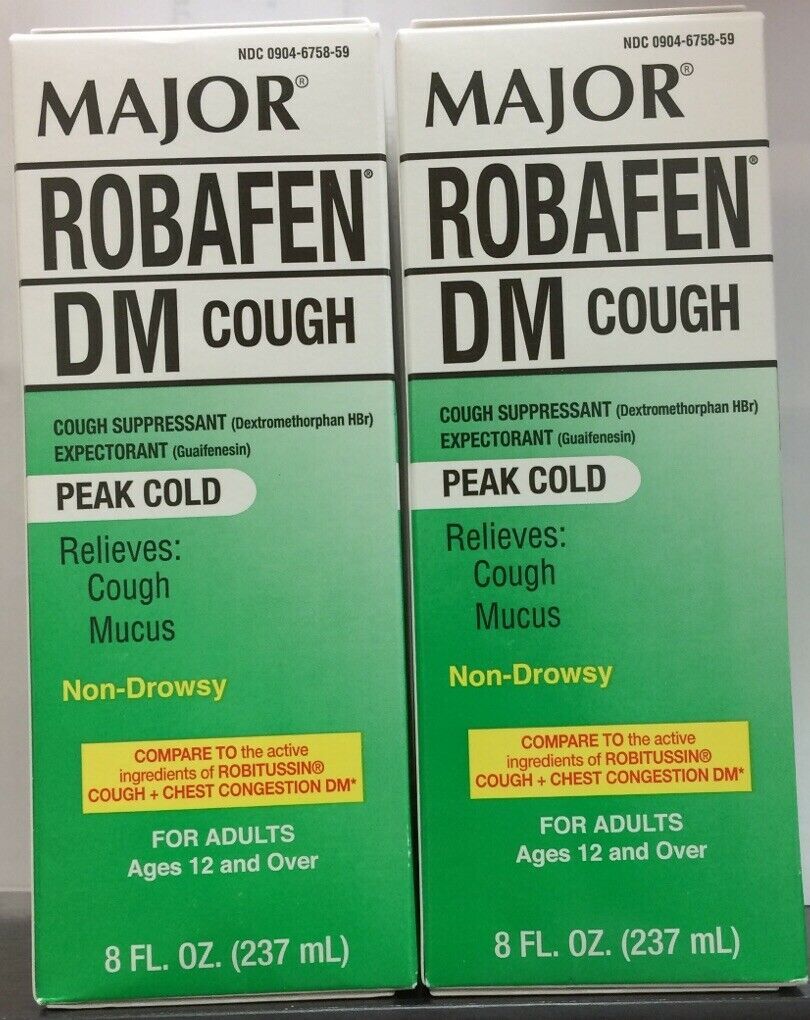 2 bottles Robafen DM Cough Syrup & Expectorant 8oz/each EXP01/2022
