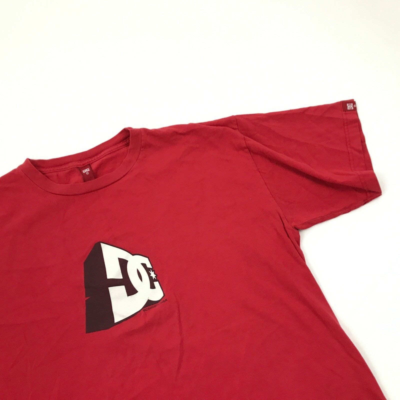 DC Shoes Red Baggy Shirt Adult Size Large Oversize Skate Tee Street ...