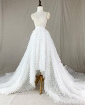 High Low Tulle Skirt Champagne Wedding Bridal Tiered Tulle skirt Plus Size Ball image 4