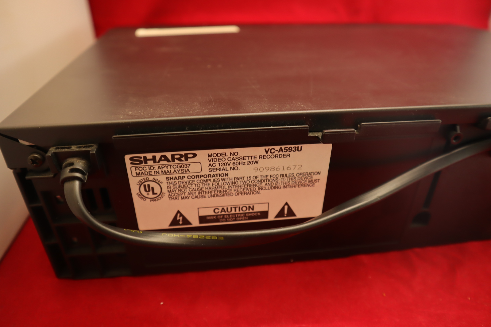 Sharp Vc A593u 4 Head Hq Rapid Rewind Vhs Vcr Unit Operation Manual No