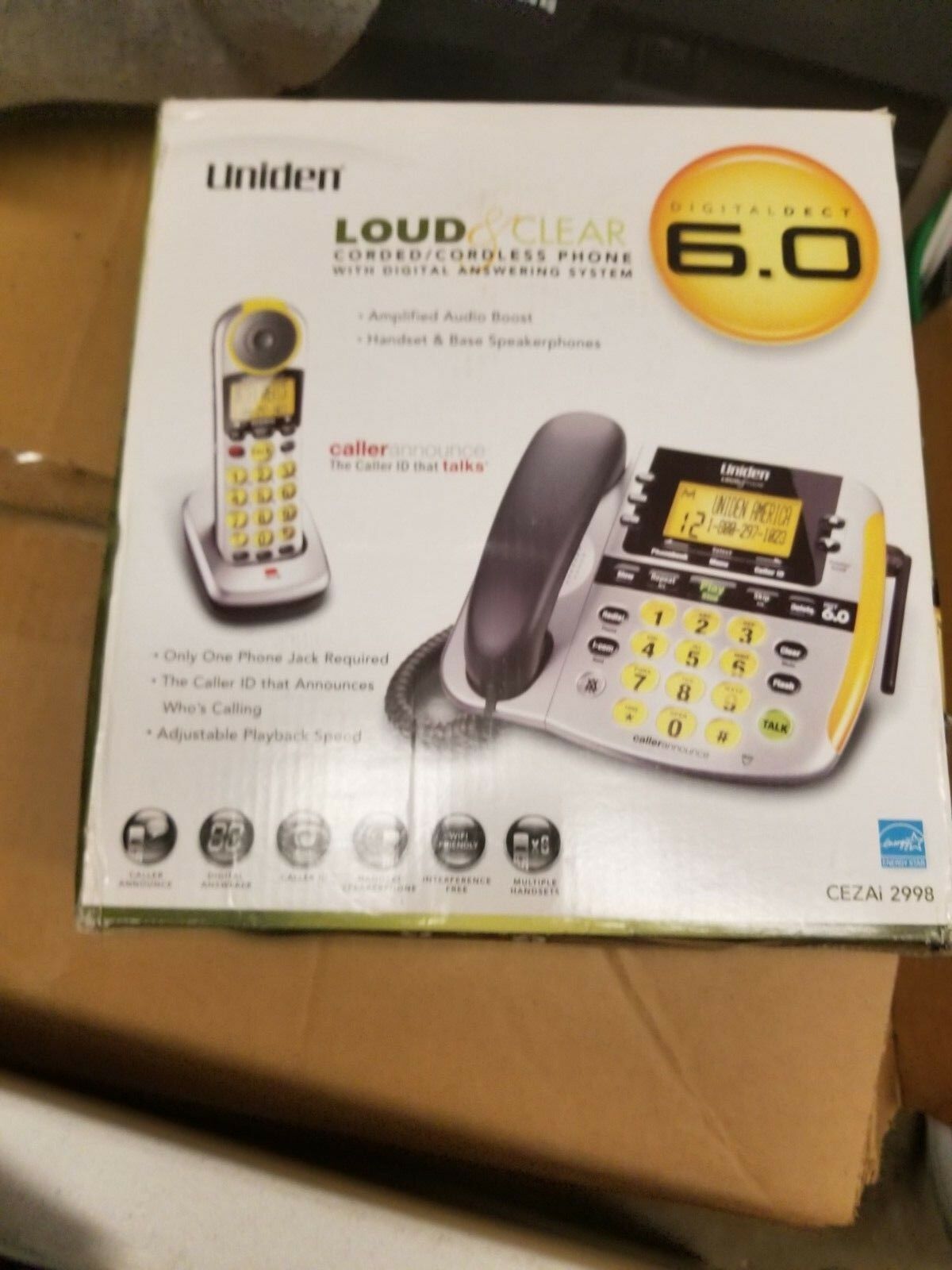 Uniden CEZAI2998 Loud Clear Corded Cordless Phone & Digital Answering