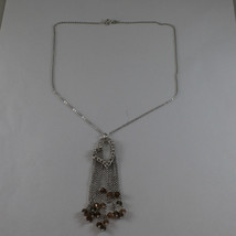 .925 SILVER RHODIUM NECKLACE WITH HEART PENDANT WITH BROWN CRYSTALS image 2