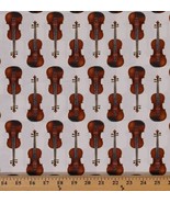 Violins Musical Instruments Orchestra Ivory Cotton Fabric Print by Yard D773.05 - $11.95