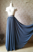 Women DUSTY BLUE Chiffon Maxi Skirt High Waist Maxi Chiffon Wedding Maxi Skirt image 13