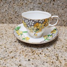 Tuscan Tea Cup and Saucer, Yellow Flower Blossom, Vintage English Bone China image 1