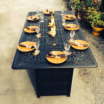 Outdoor Propane Fire Pit bar height double burner table Elisabeth aluminum patio image 2