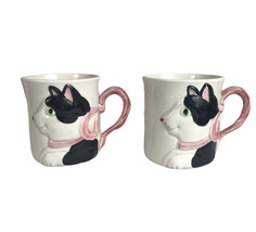 Fitz and Floyd Mug Cat Kitten Pink Bow Delicate Vintage Coffee Tea Mug  - $33.68