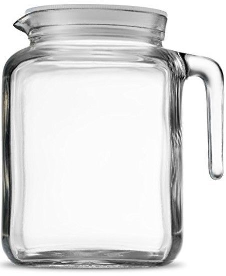 Glass Pitcher Beverage With Lid and Spout Gallon 2L 68 Ounce Drink ...