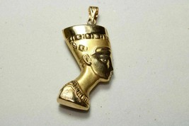Egyptian Queen Nefertiti Mask Yellow Gold 18K Pendant double sided Stamped 5Gr - $515.96