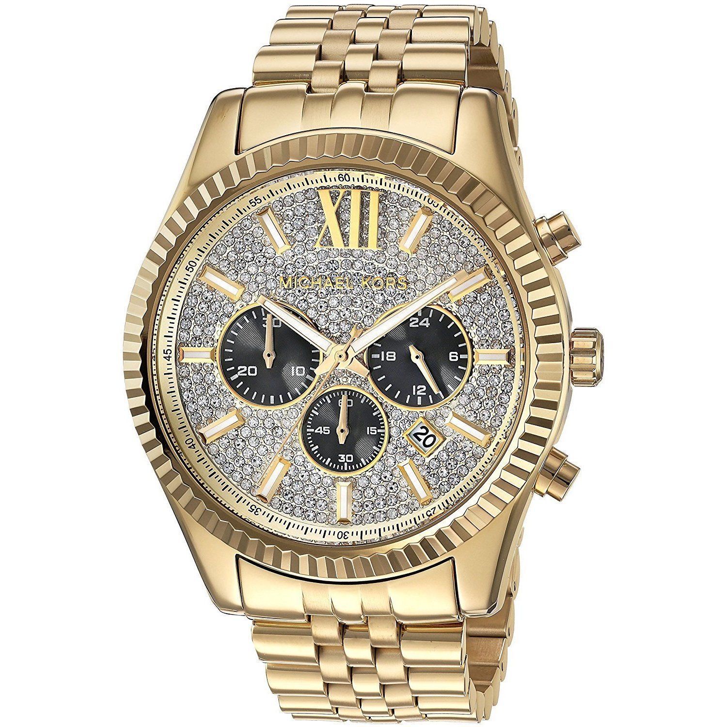 Michael Kors Oversized Lexington Gold Tone Watch Gold One Size Wristwatches