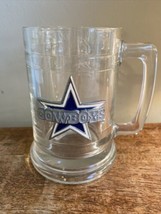 VIntage NFL Dallas COWBOYS Thick Glass Beer Pull Mug with Pewter Big Star Logo - $27.37