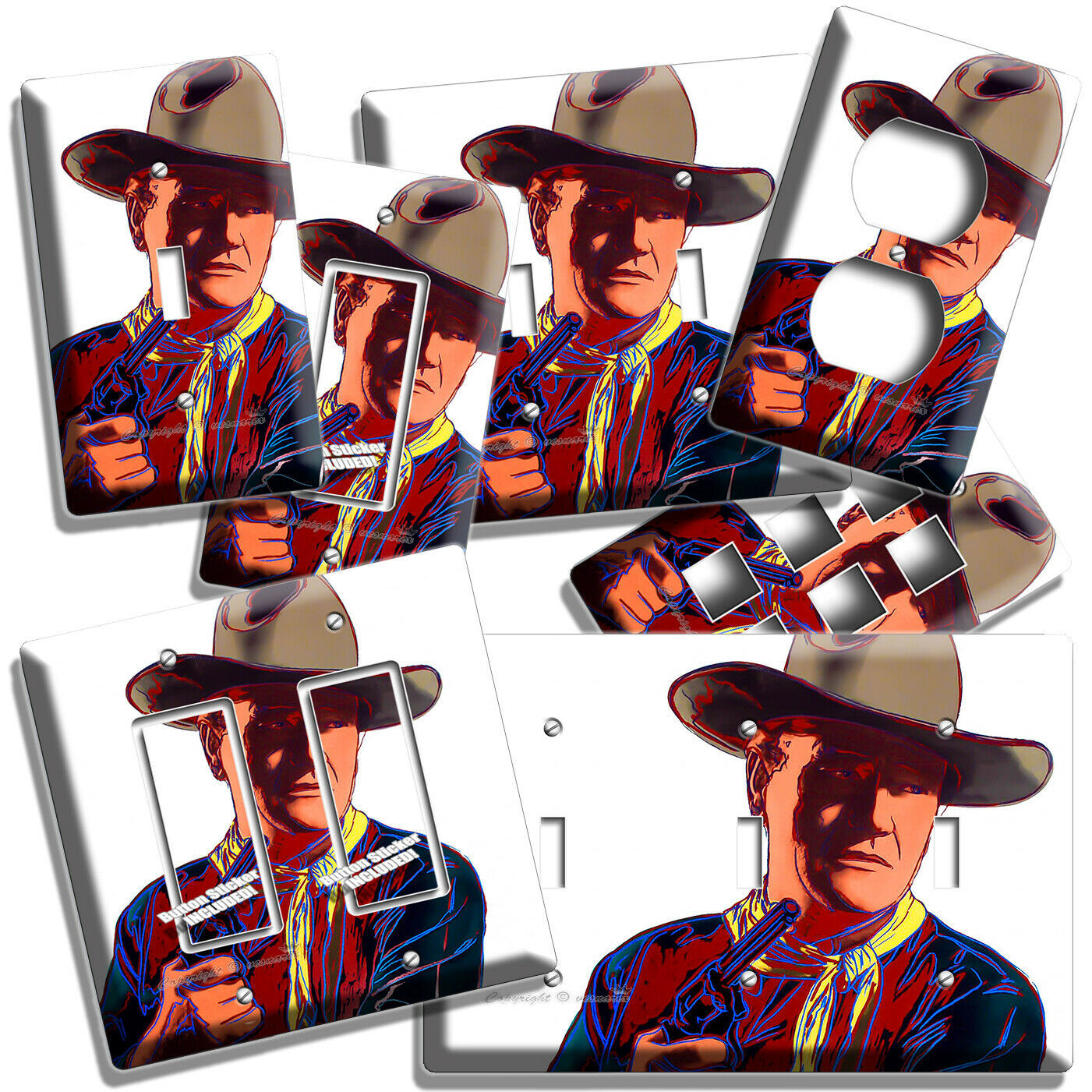 JOHN WAYNE PORTRAIT WESTERN ACTOR LIGHT SWITCH OUTLET WALL PLATE ROOM HOME DECOR