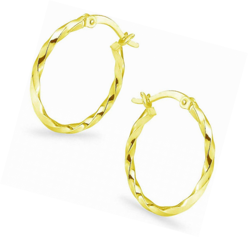 Sterling Silver High Polished Round Twist Click-Top Hoop Earrings