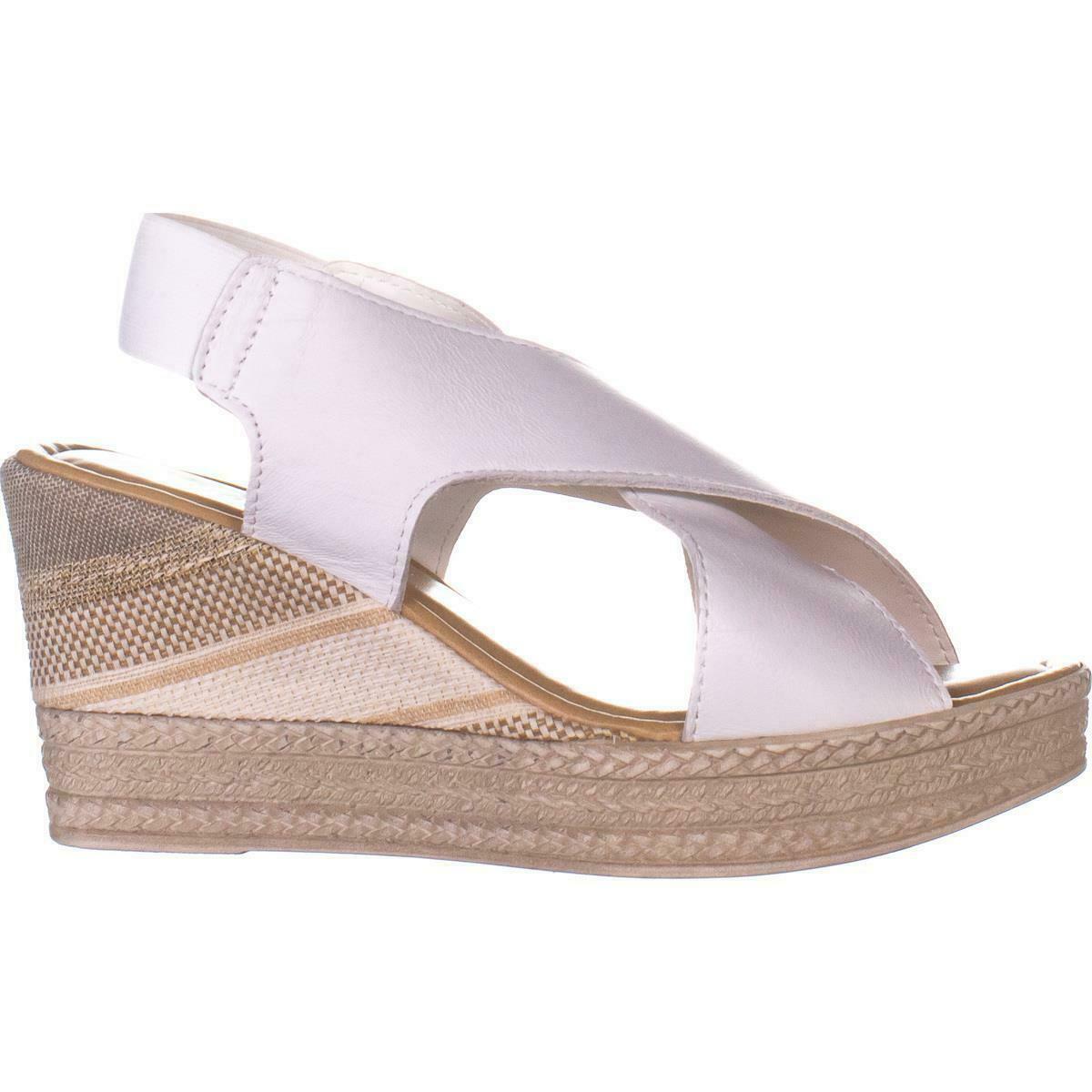 Bella Vita Bec-Italy Slingback Wedge Sandals 530, White Leather, 6.5 N US - Sandals & Flip Flops