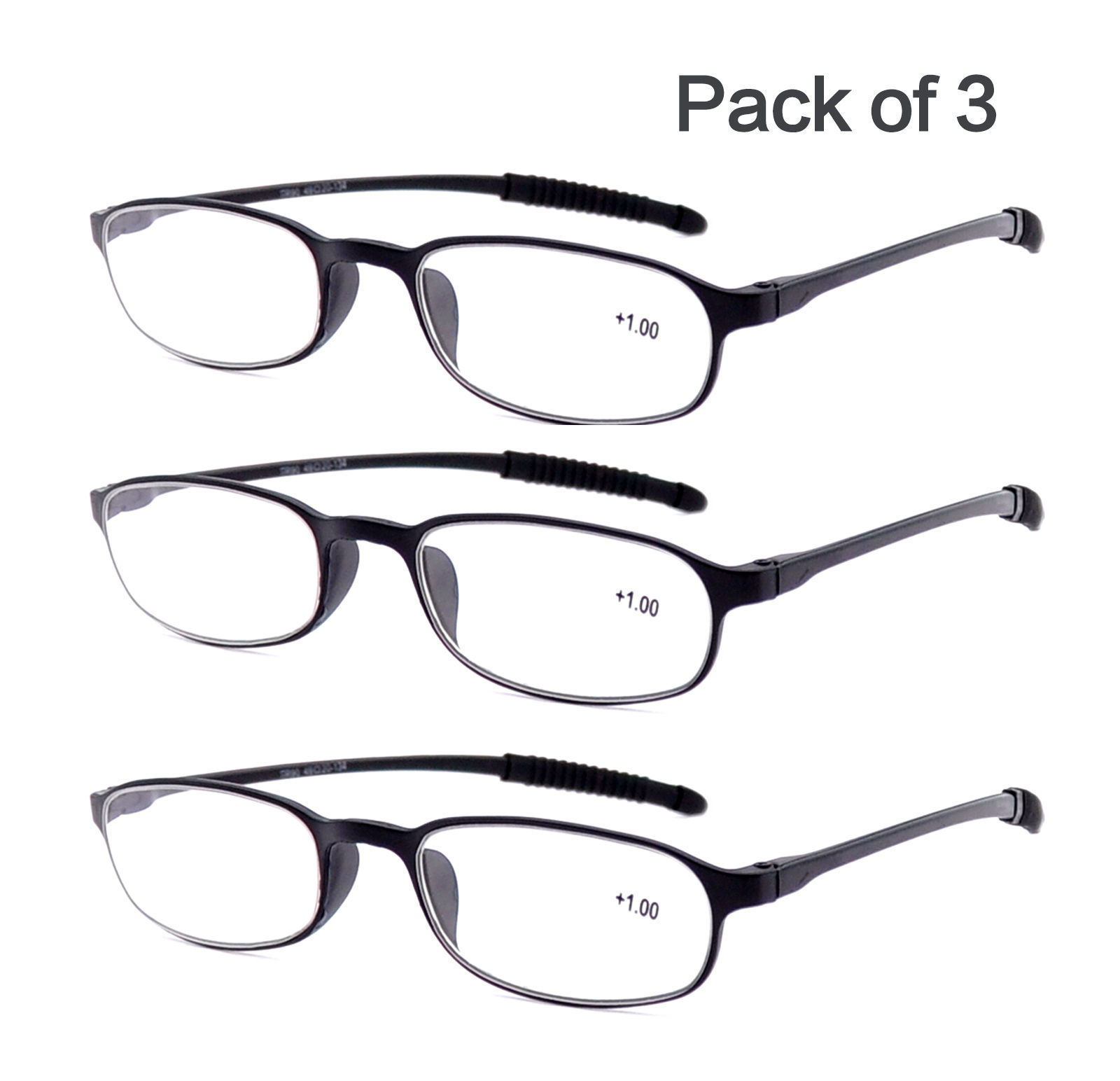3 Pack Flexible Lightweight Reader Reading Glasses 1.0 1.5 2.0 2.5 3.0
