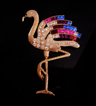 4&quot; HUGE Pink Flamingo - statement brooch - Big pink bird - bird watcher ... - $65.00