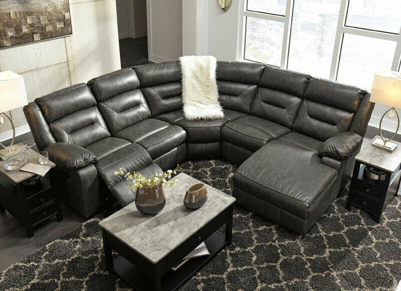 gray sofa faux leather chaise