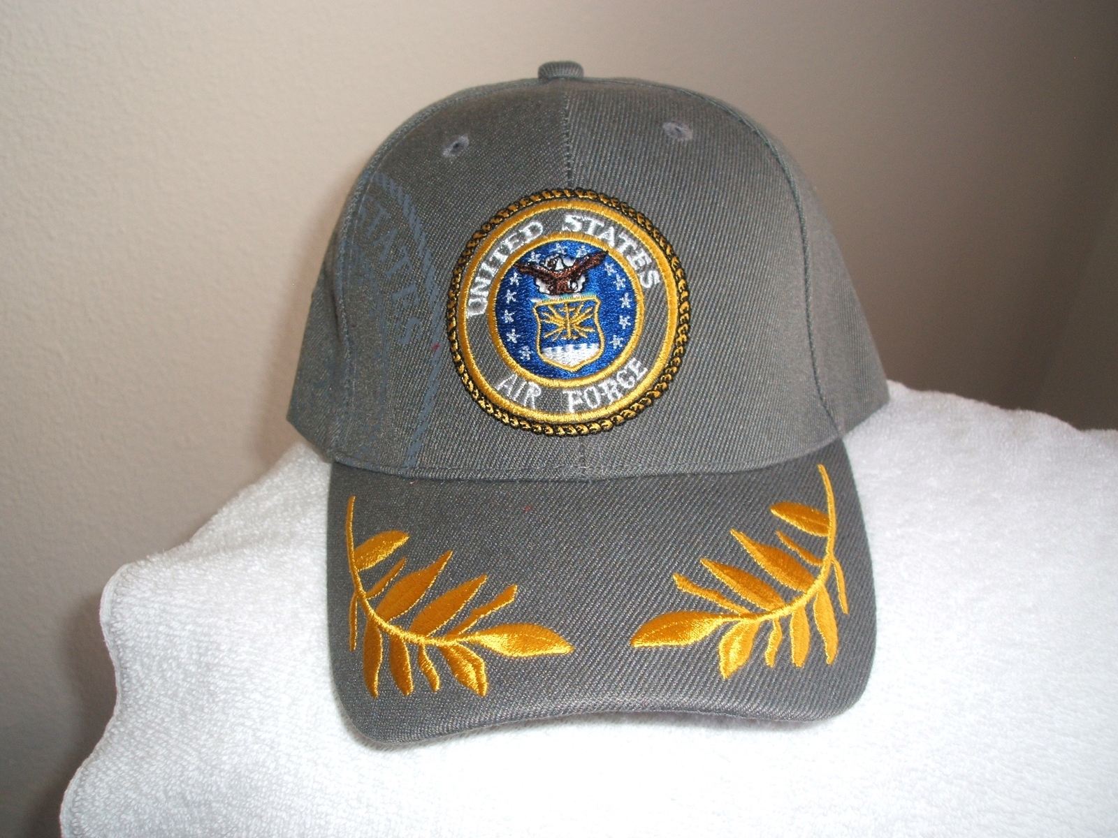 U S Air Force emblem on a new Slate gray ball cap - Hats & Helmets